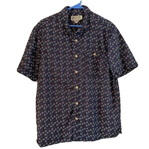 DULUTH TRADING CO Mens Short Sleeve Shirt Stars Blue Red White Size M 4th Of Jul